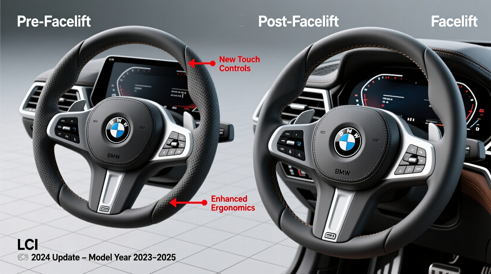 g20 steering wheel lci comparison