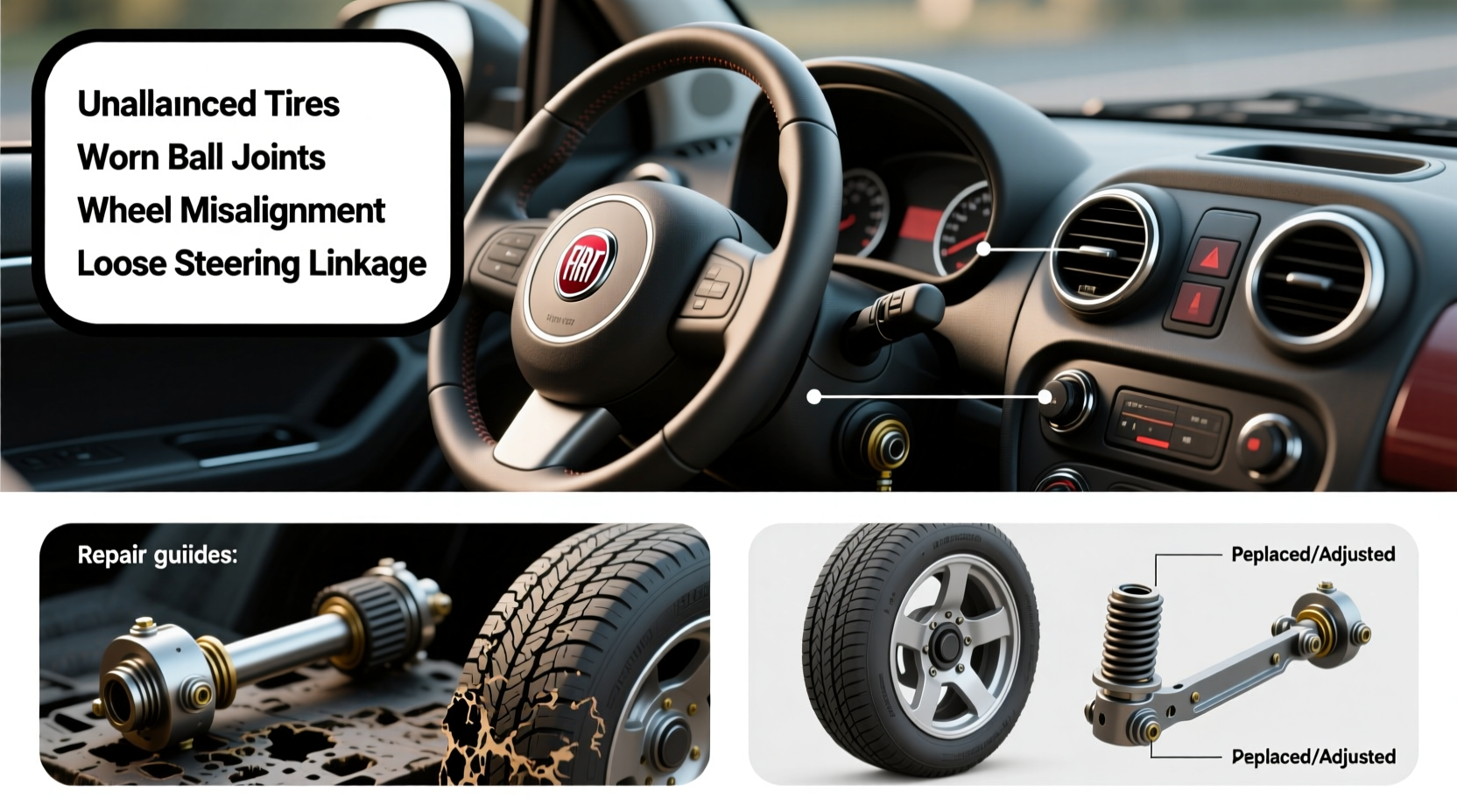 fiat panda steering vibration fix