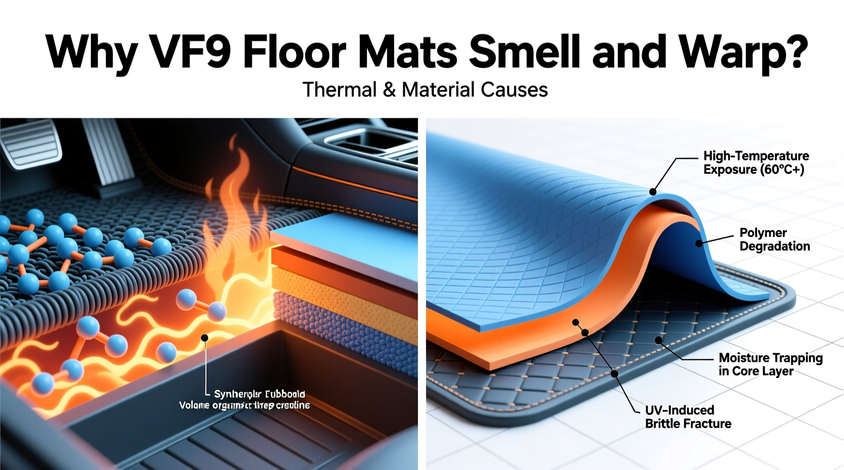 vf9 mats odor warping reason