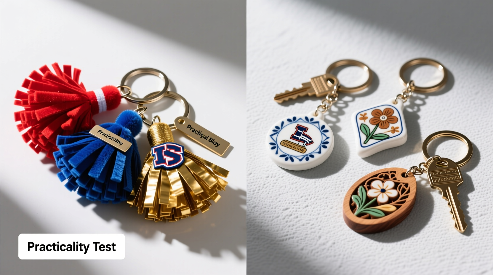 cheer pom pom keychains vs decorative keychains which one is actually more practical