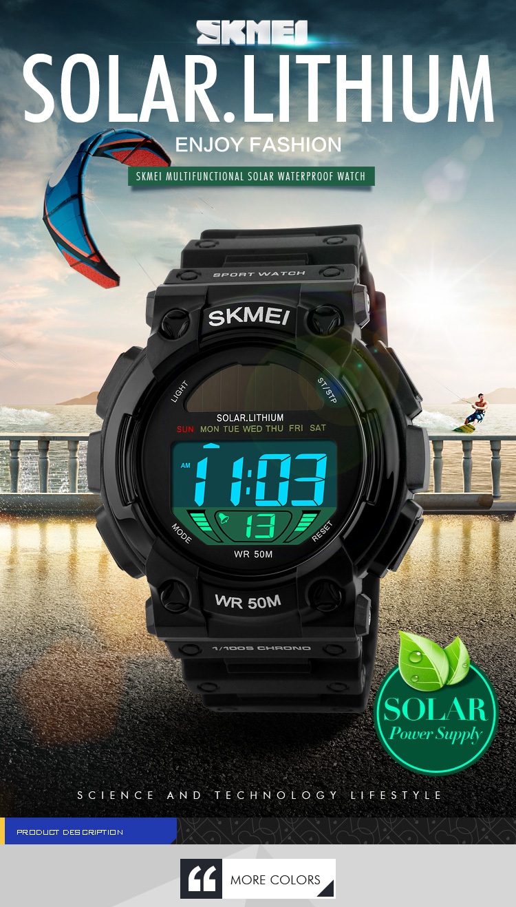 Skmei 1126 Original Factory Digital instructions manual men wristwatch waterproof solar watch