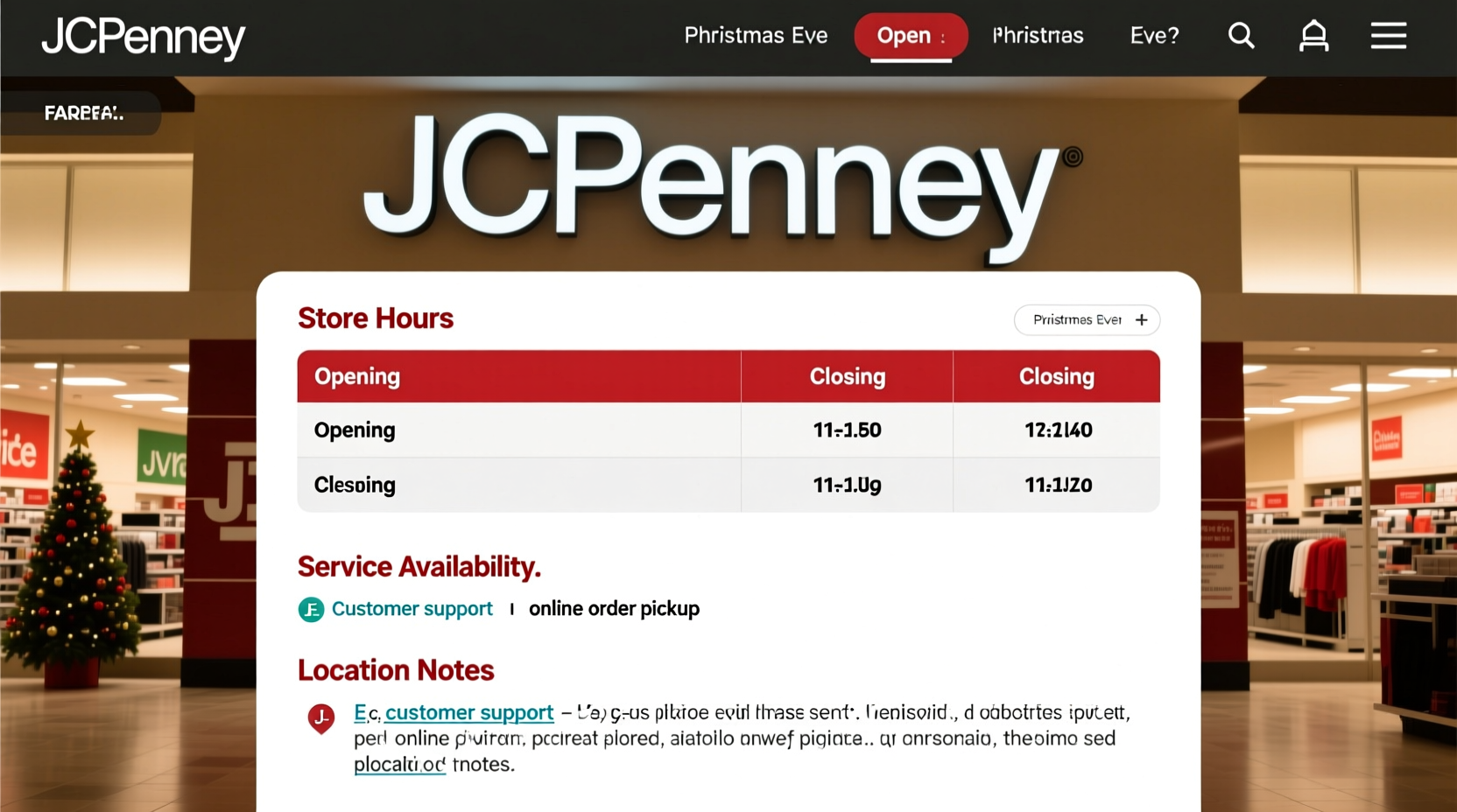 is jcpenney open on christmas eve