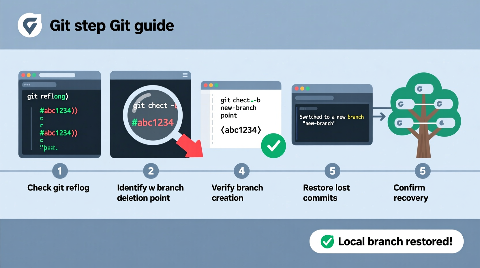 step by step guide to recovering a deleted local branch in github