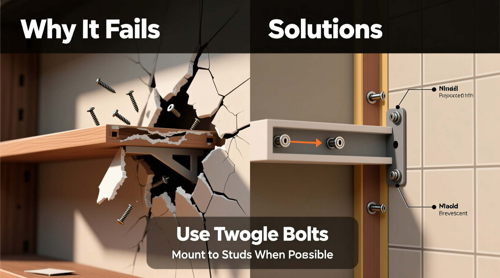 shelf bracket drywall fail