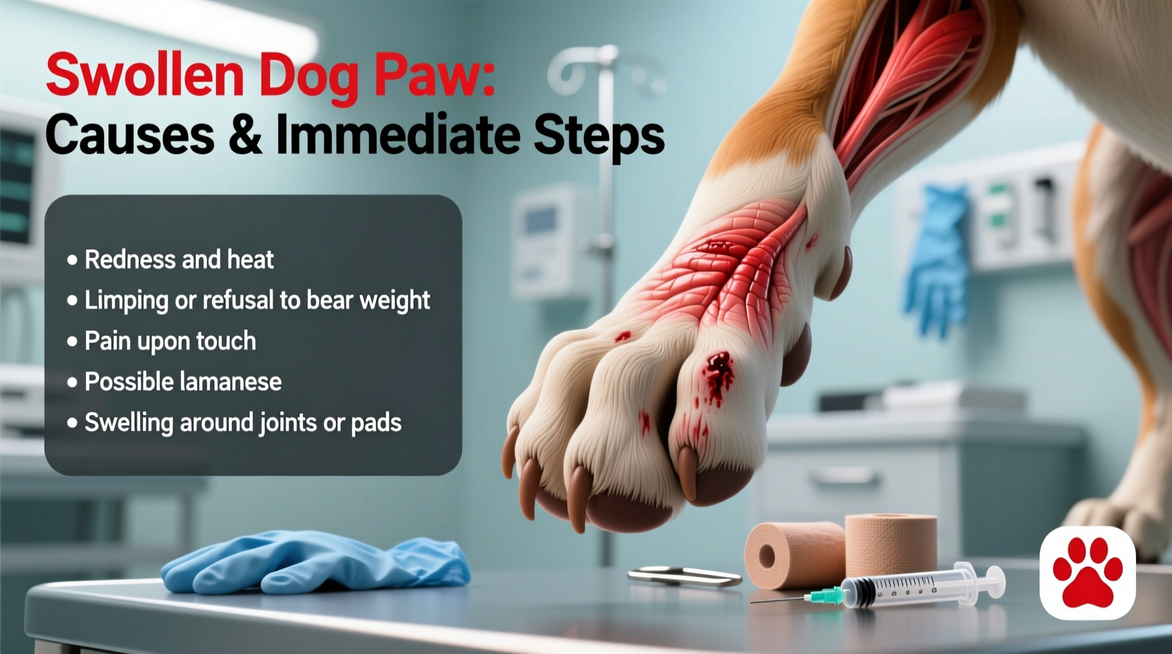 dog paw swollen causes symptoms and what to do