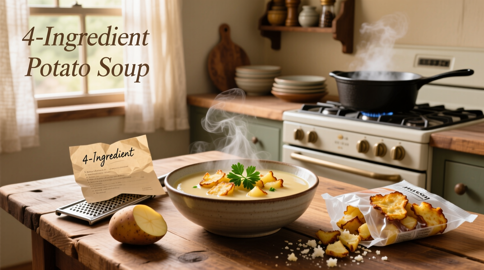 4 ingredient potato soup with frozen hash browns