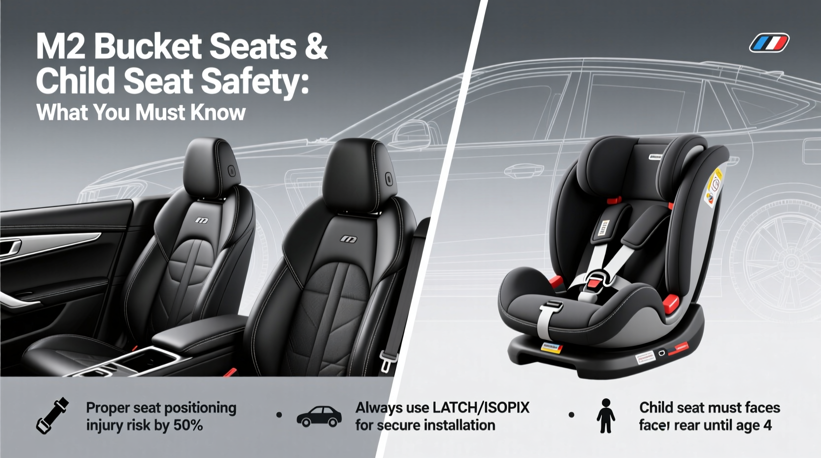 m2 bucket seats child seat safe