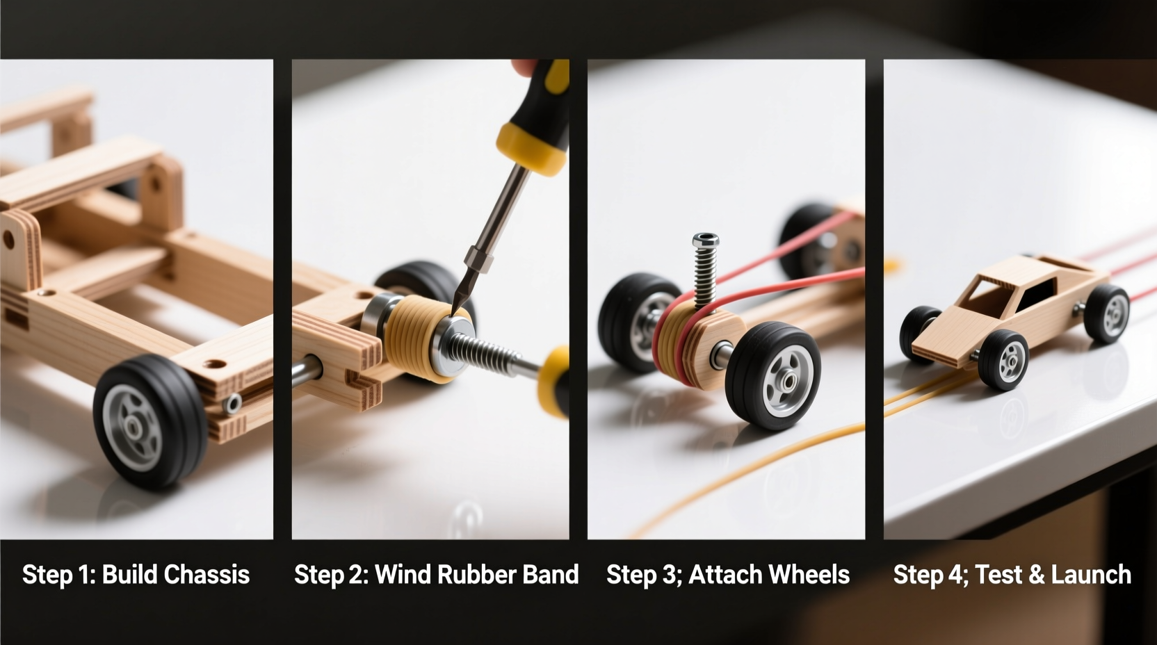 how to build rubber band car