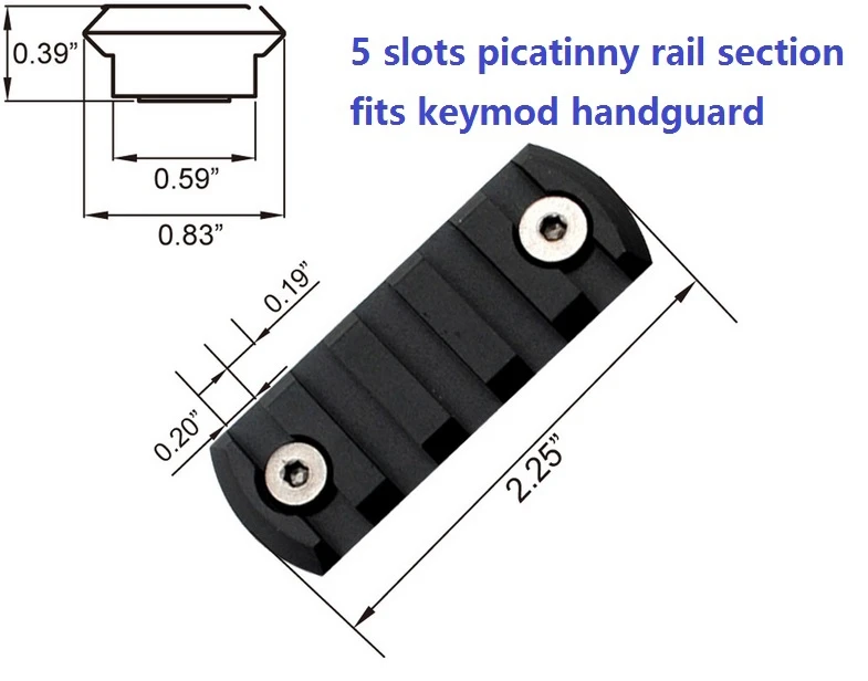 Aplus Black Keymod picatinny rail sections kit fits key mod handguard rail mount system - Optional 5,7,9,11,13 Slots