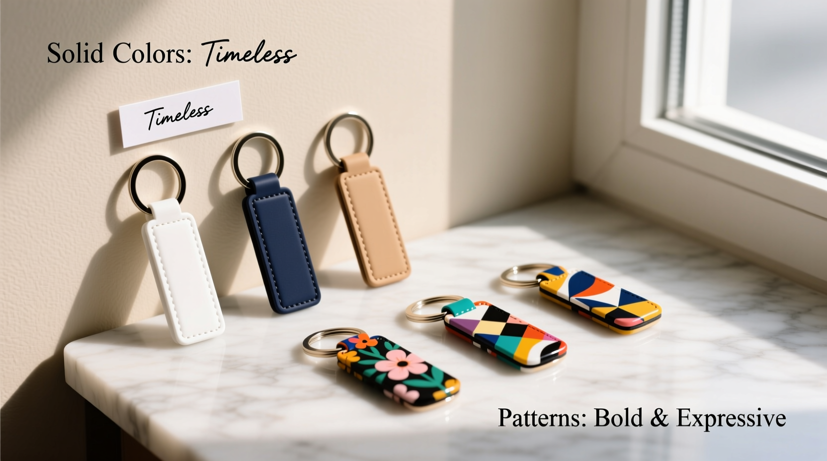 are solid color keychains going out of style or are patterned keychains too loud