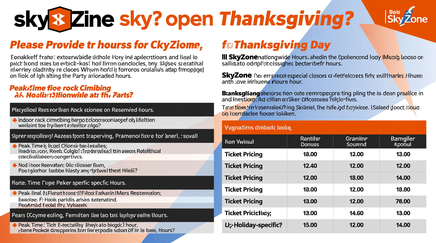 is skyzone open on thanksgiving