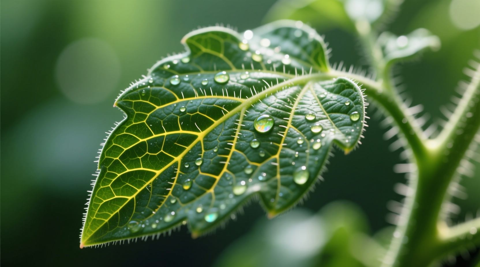 Tomato plant leaves with close-up detail showing texture