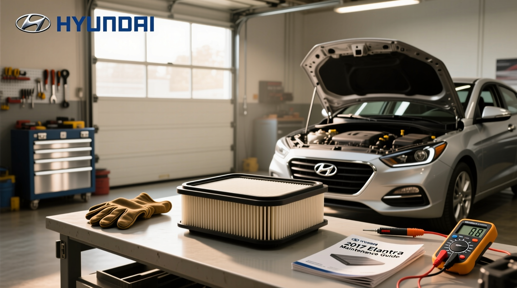 Replacement cabin air filter for Hyundai Elantra lined up next to original