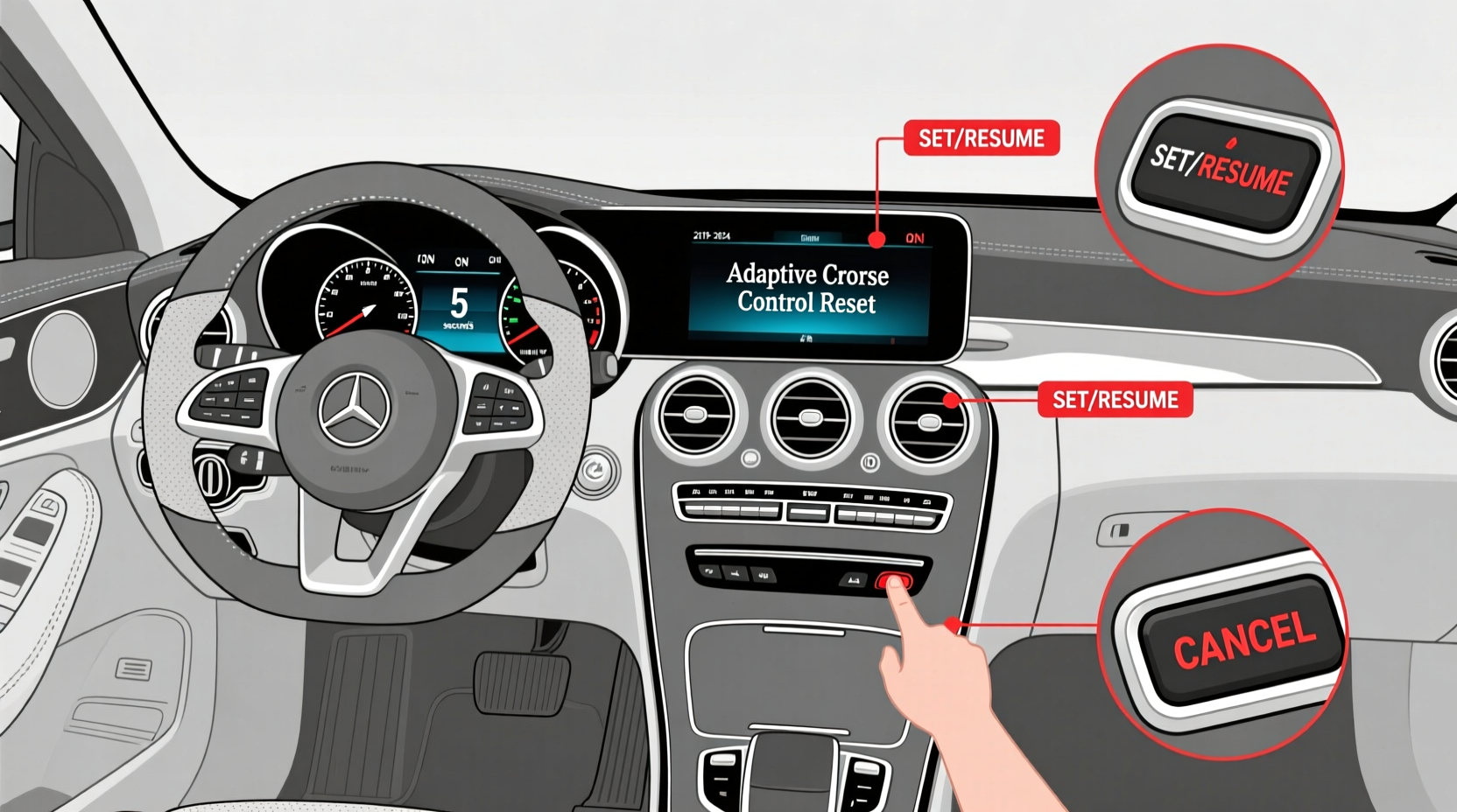 c300 adaptive cruise reset
