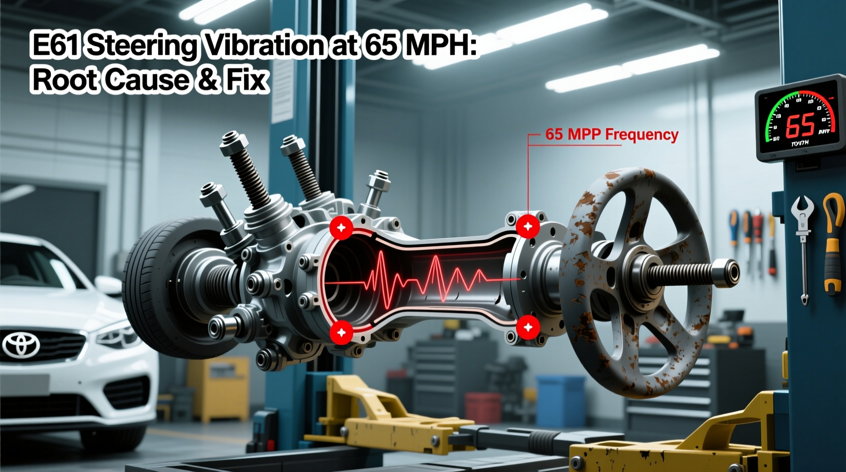 e61 steering vibration 65mph