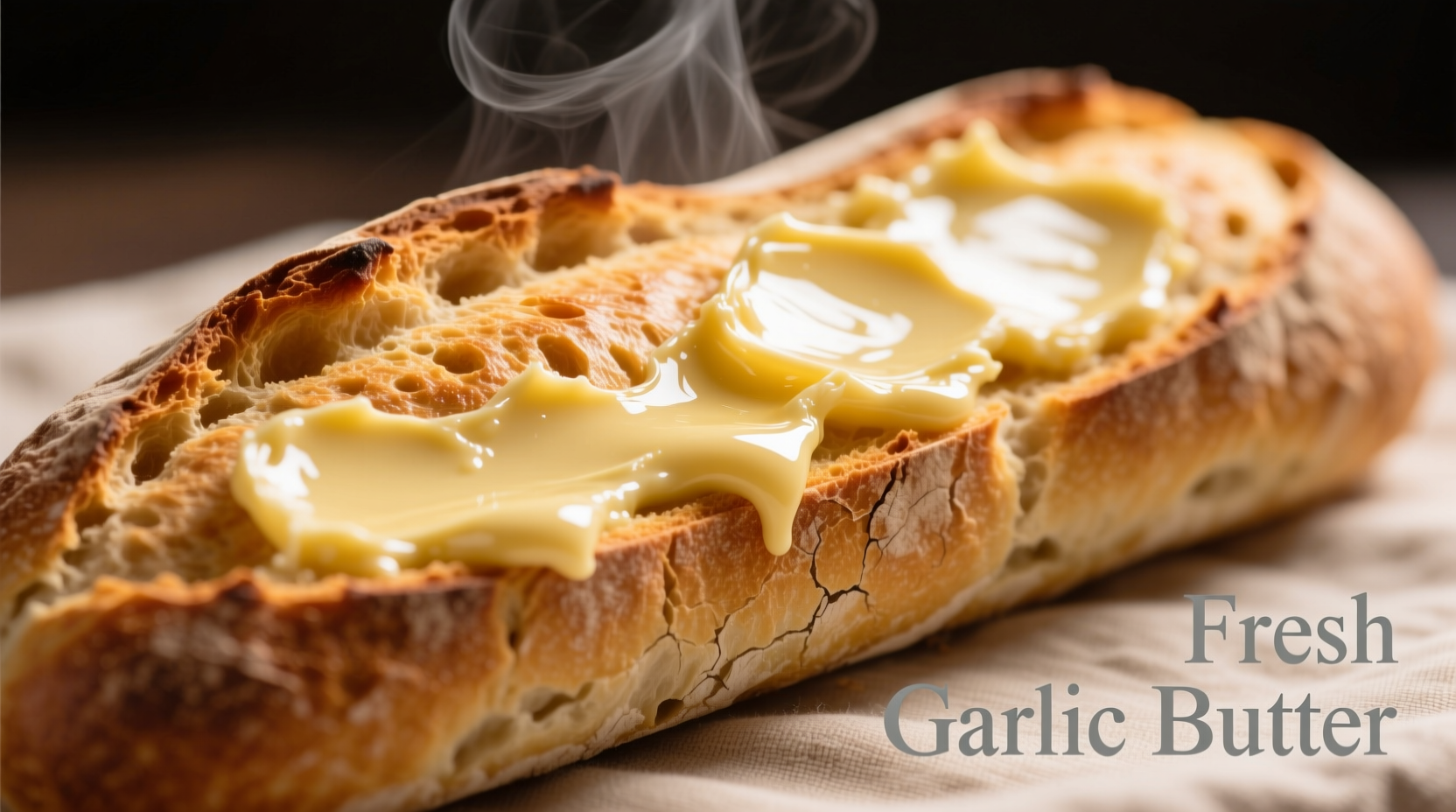 Fresh garlic butter spread on warm crusty bread