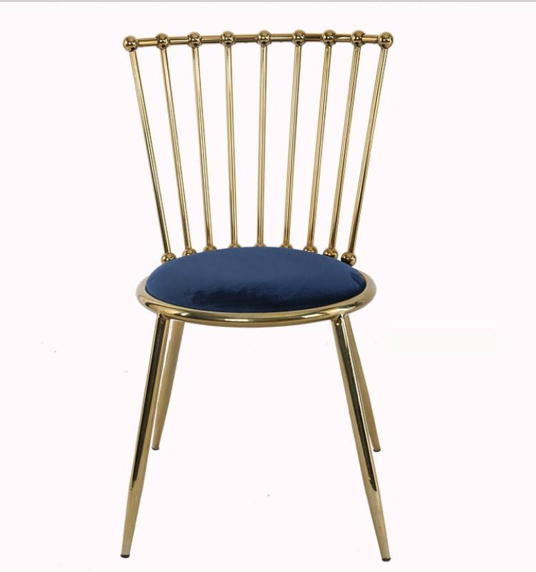 舒适的高背现代风格金属黄铜金铬不锈钢天鹅绒椅子