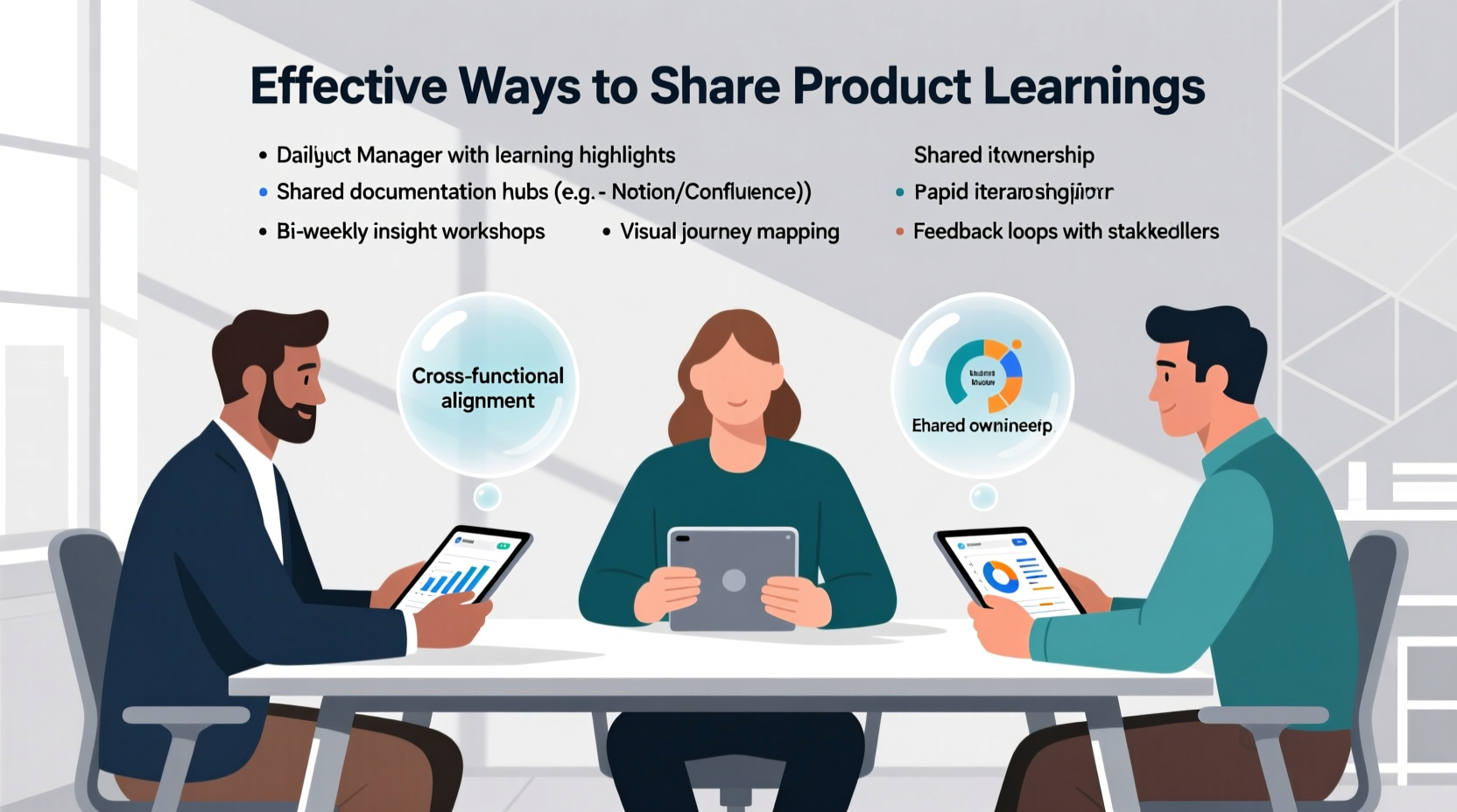 effective ways to share product learnings within the product trio for alignment