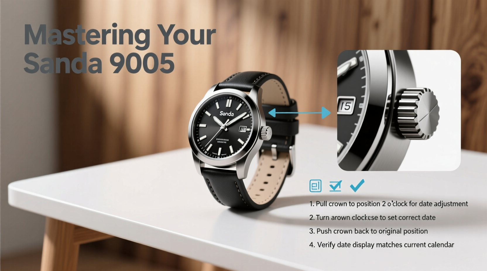 mastering your sanda 9005 a step by step guide to setting the calendar on your wristwatch