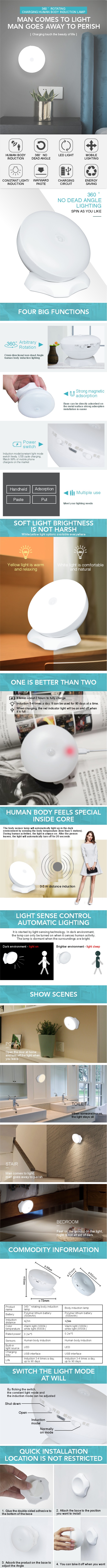 Led  Rechargeable Night Light Lamp Portable