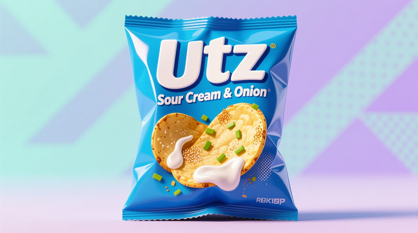 UTZ Sour Cream and Onion chips in a blue bag