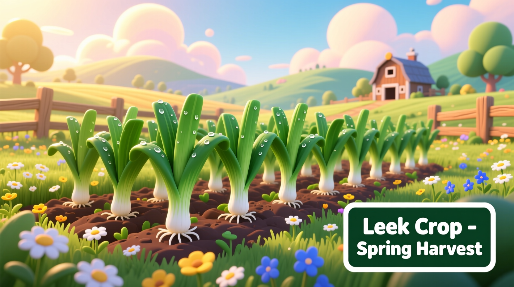 Stardew Valley leek crop growing in spring field