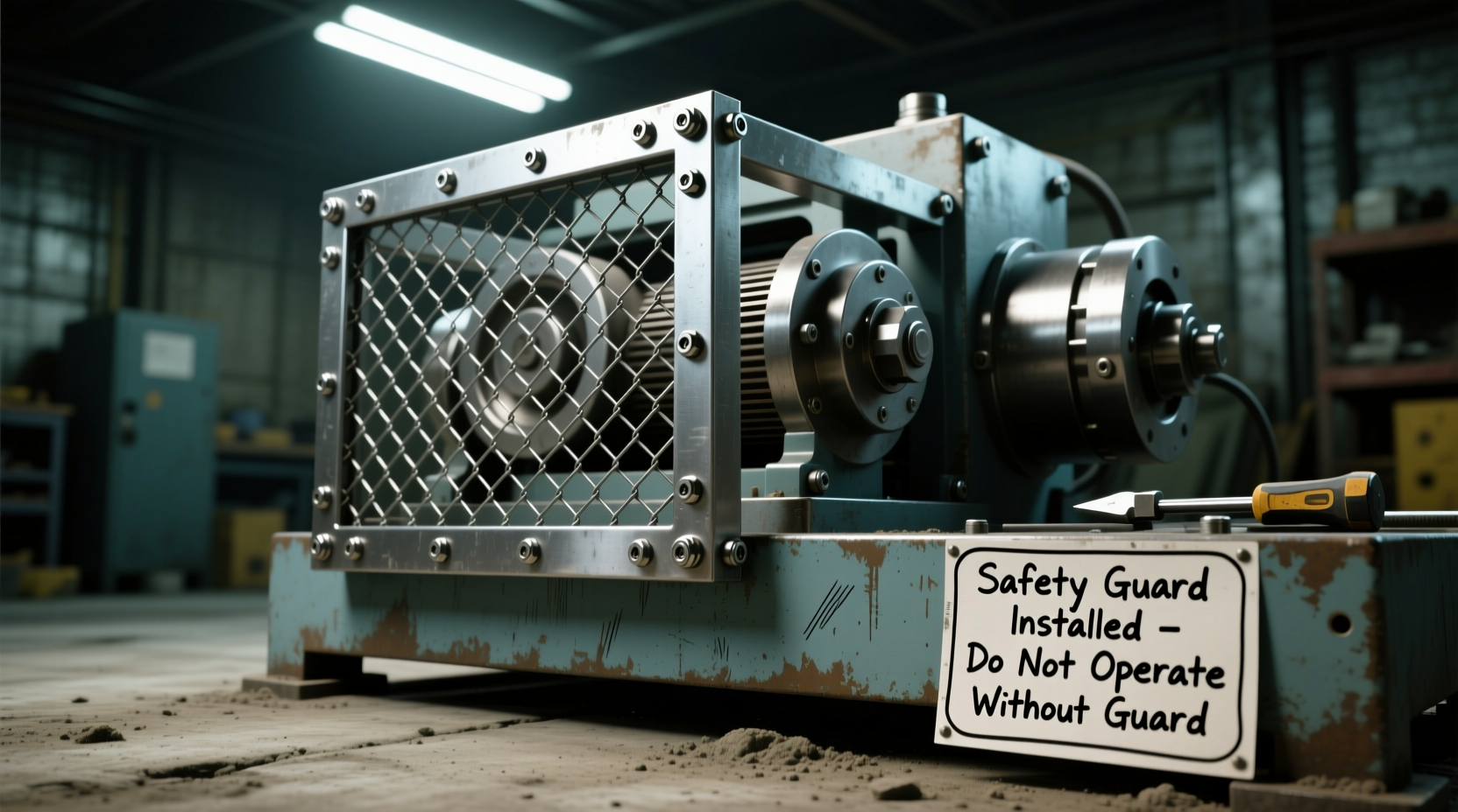 Homemade vibratory device safety guard installation