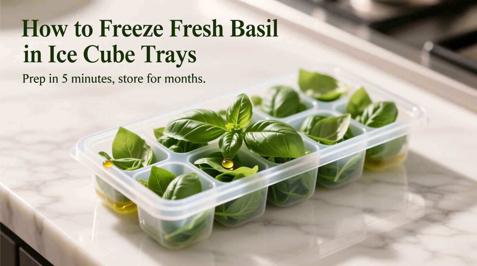 how to freeze fresh basil in ice cube trays