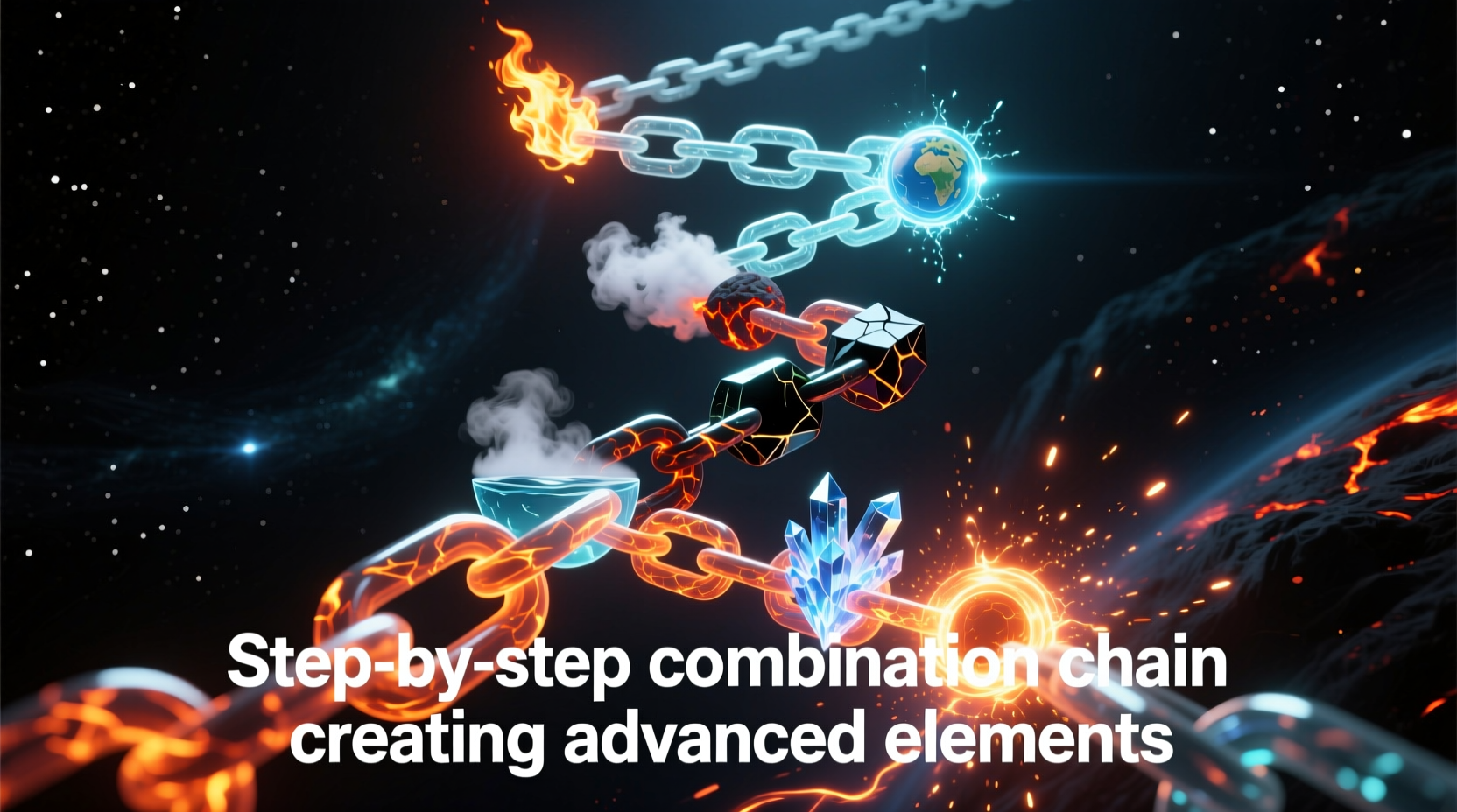 Step-by-step combination chain creating advanced elements in Infinite Craft