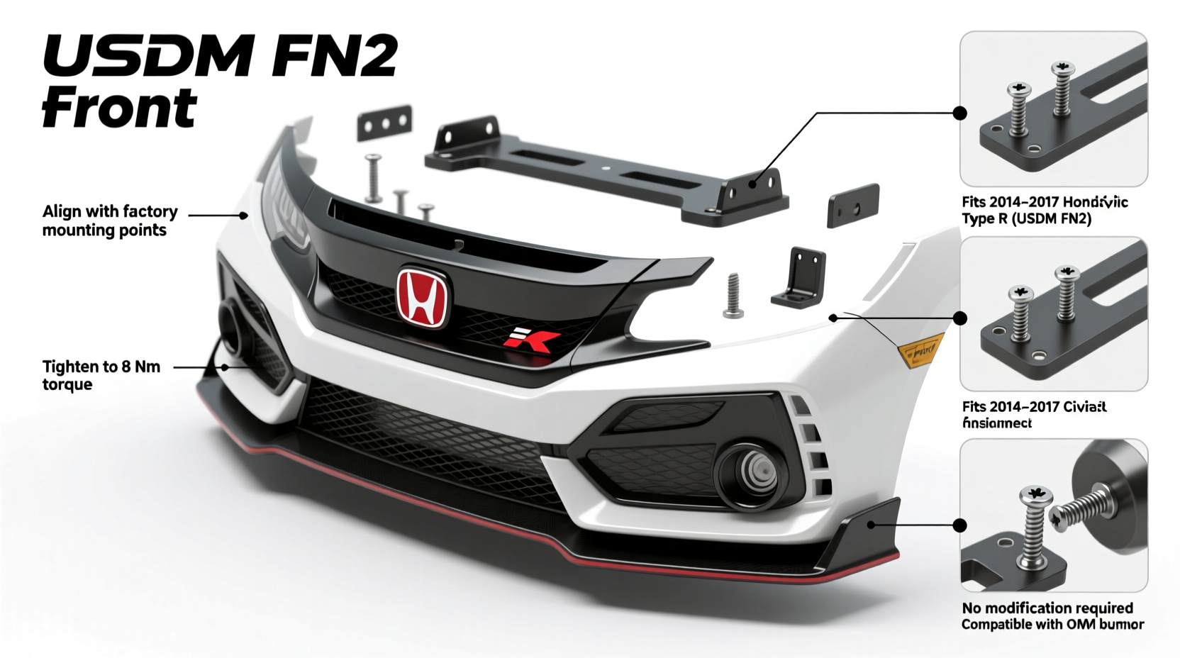 fn2 front lip usdm install