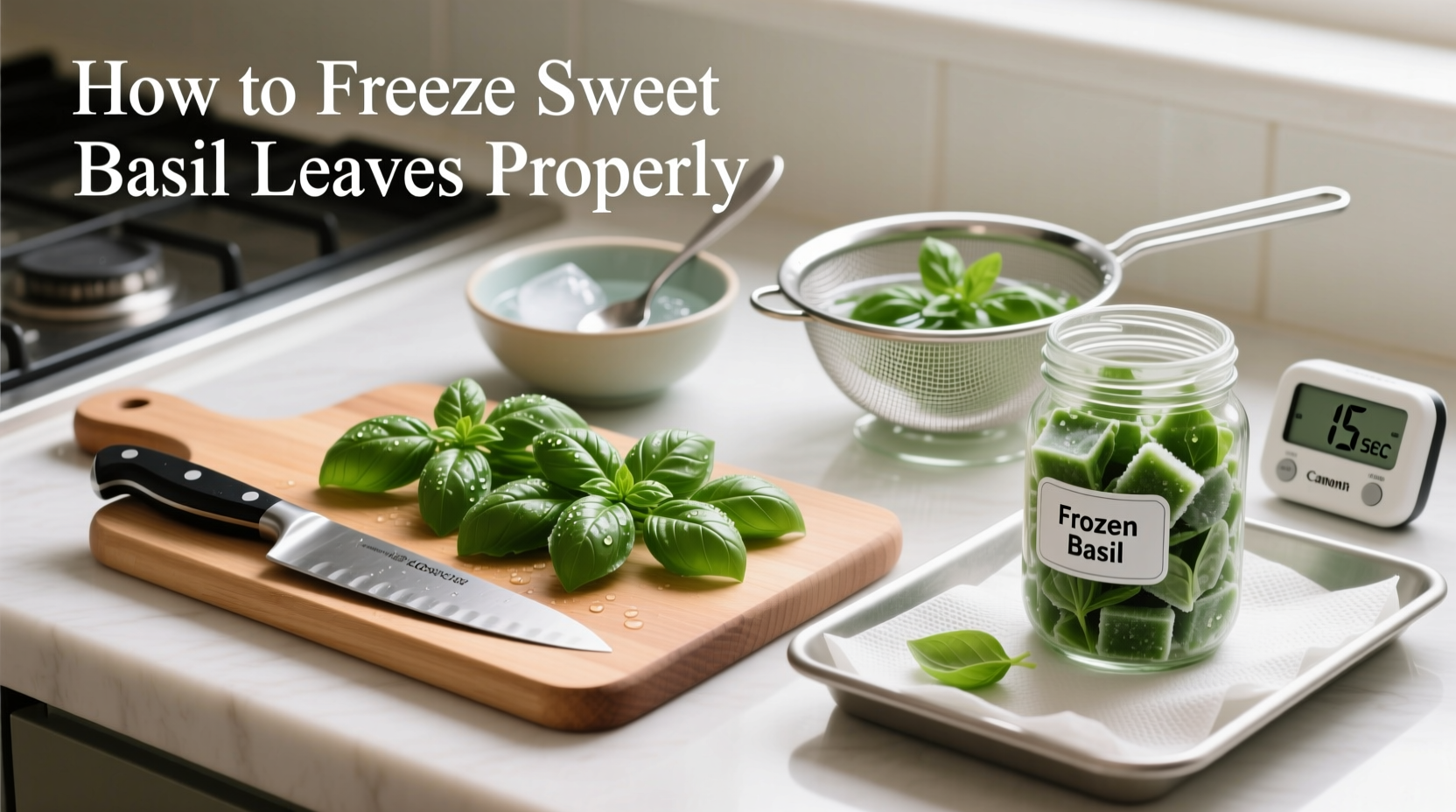 how to freeze sweet basil leaves