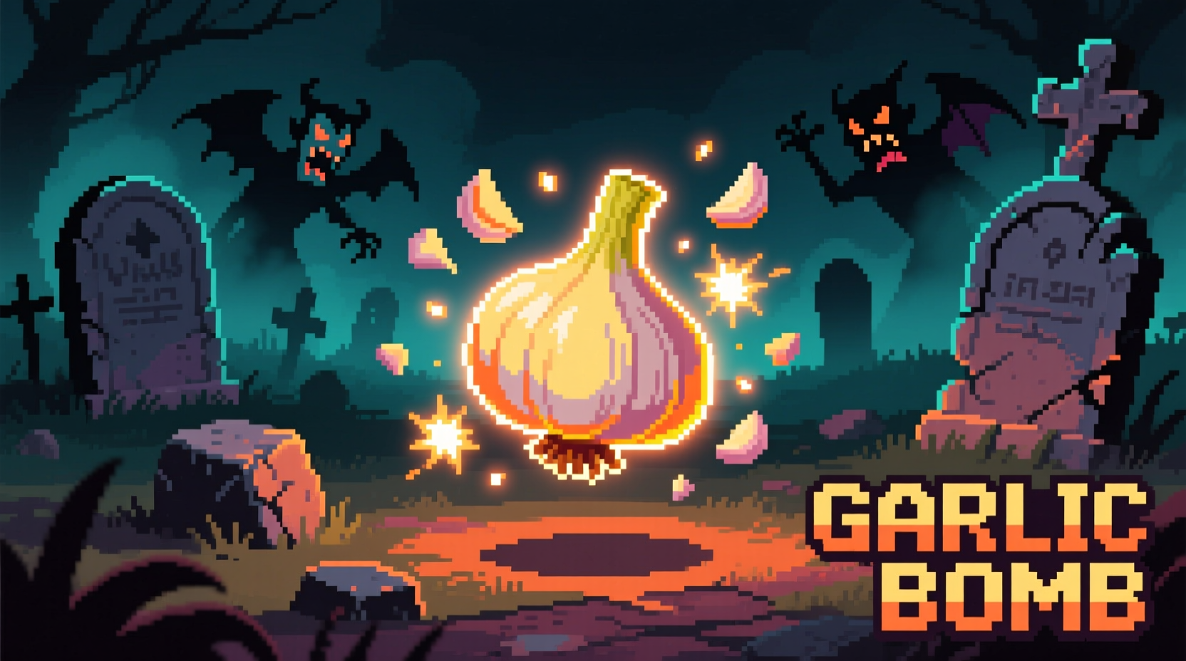 Vampire Survivors garlic weapon visual representation