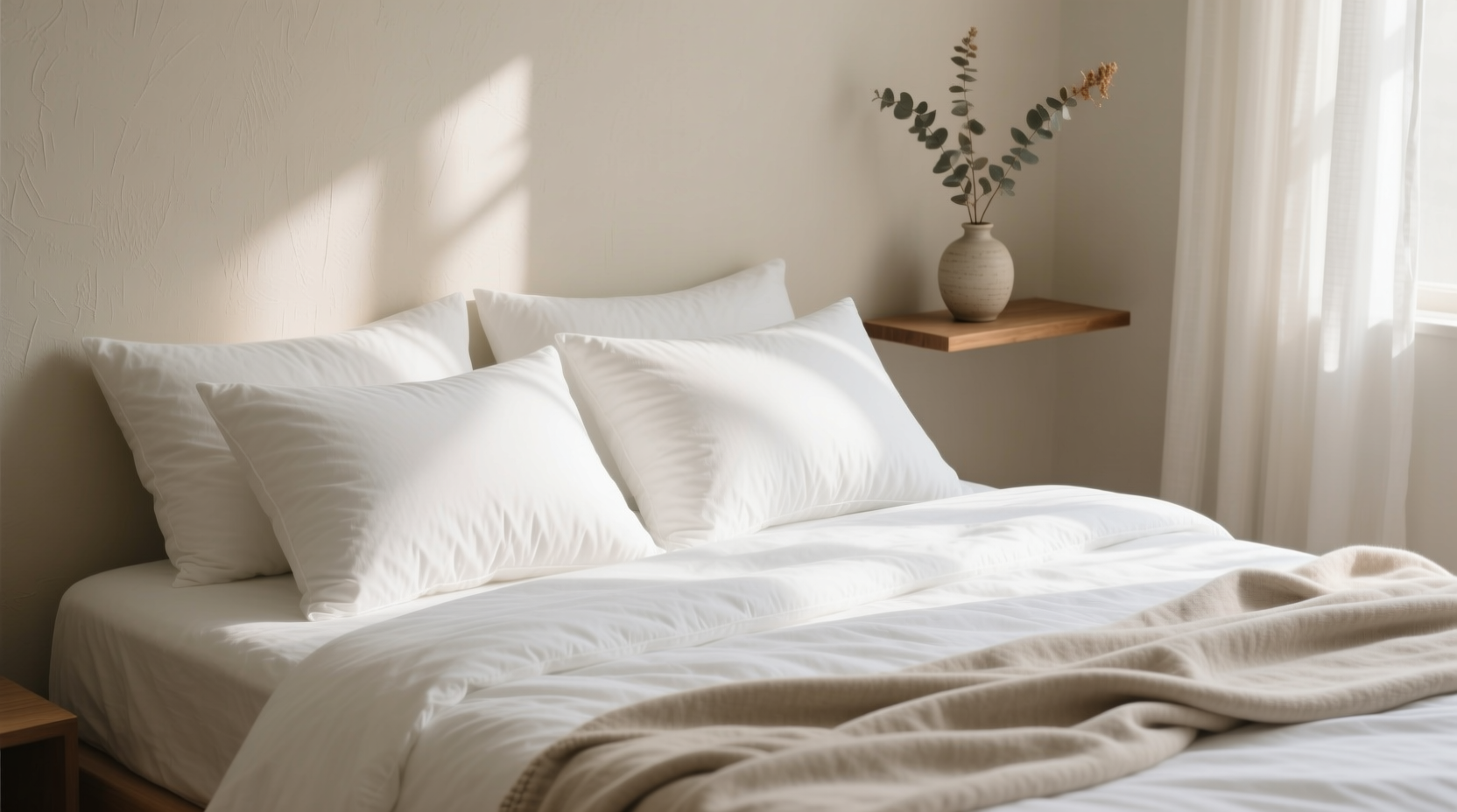 clean polyester filled bed pillows