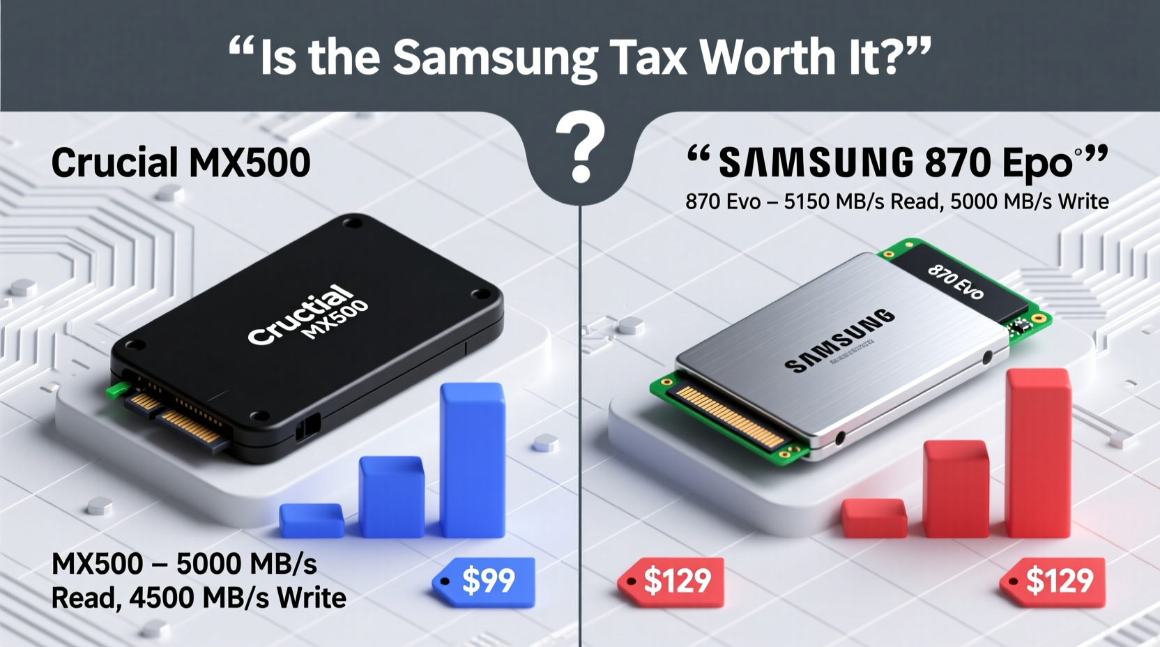 Crucial Mx500 Vs Samsung 870 Evo Is The Samsung Tax Worth It For