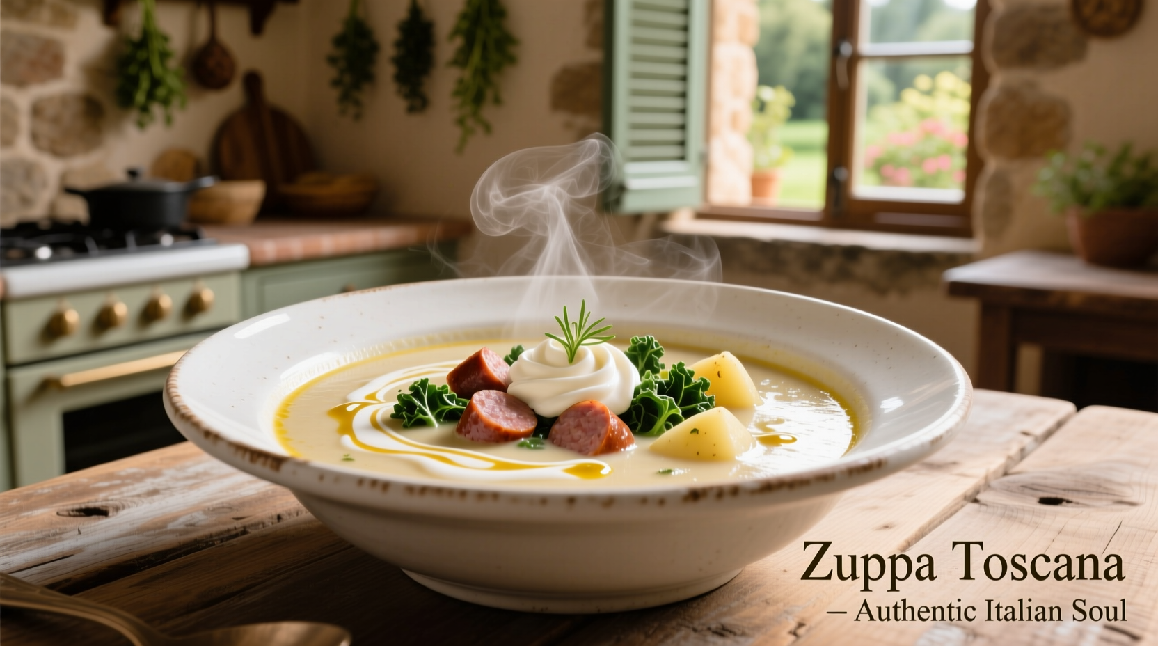 Konsistenz der traditionellen Ribollita in weißer Schüssel