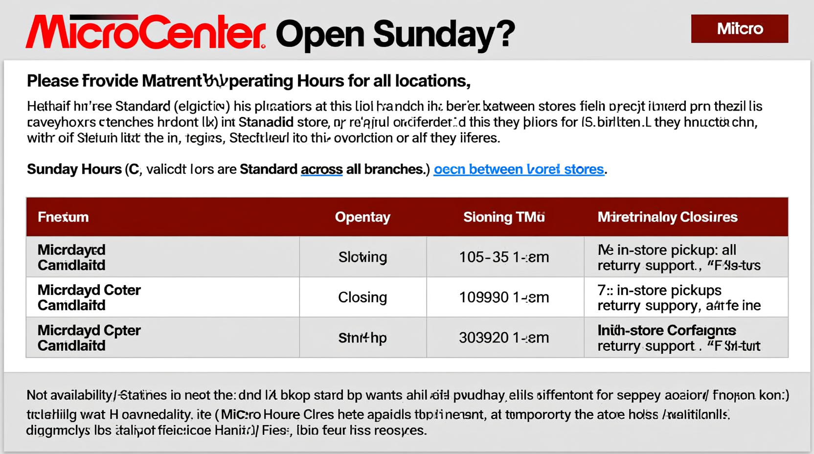 is microcenter open on sunday