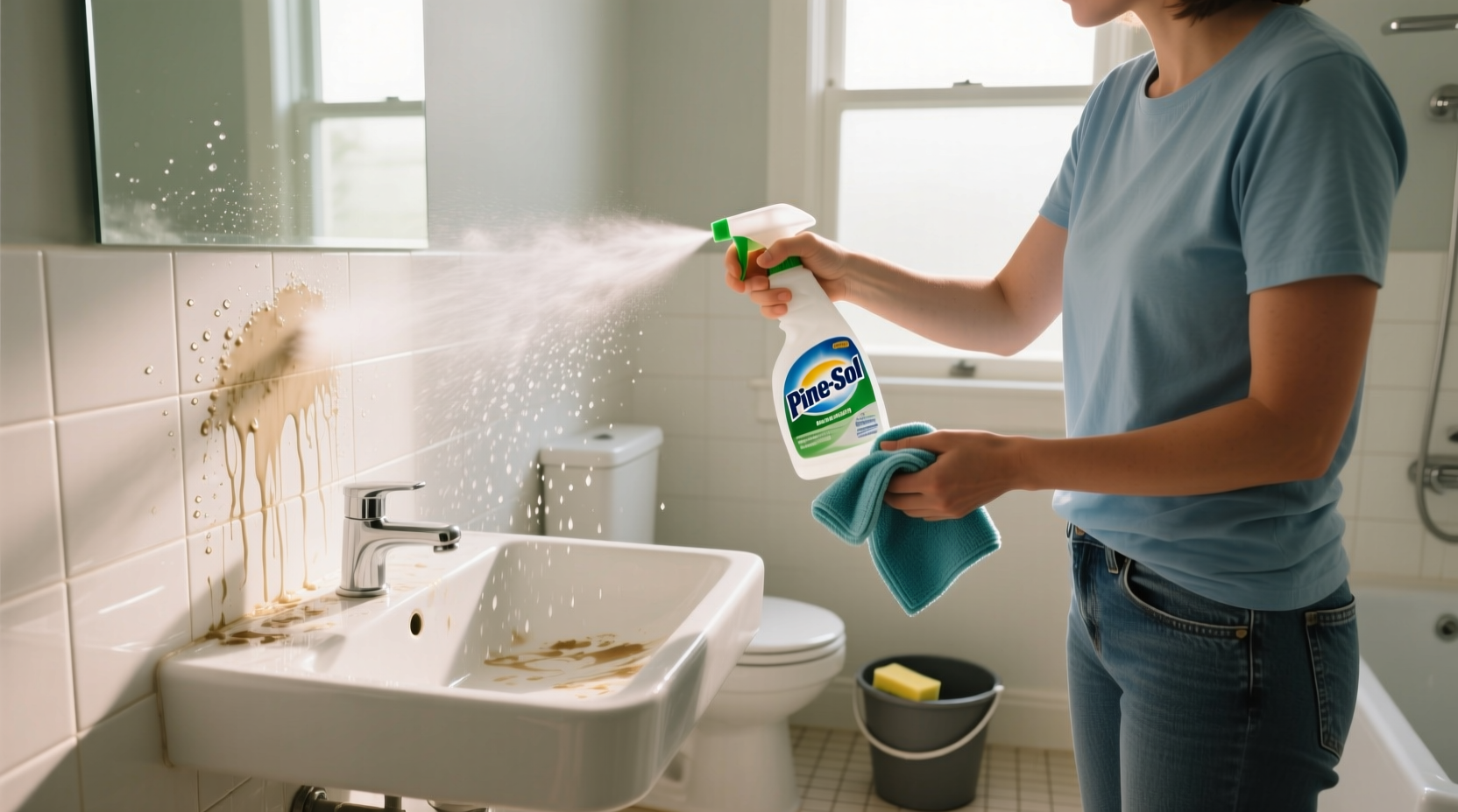 how to clean your bathroom with pine sol