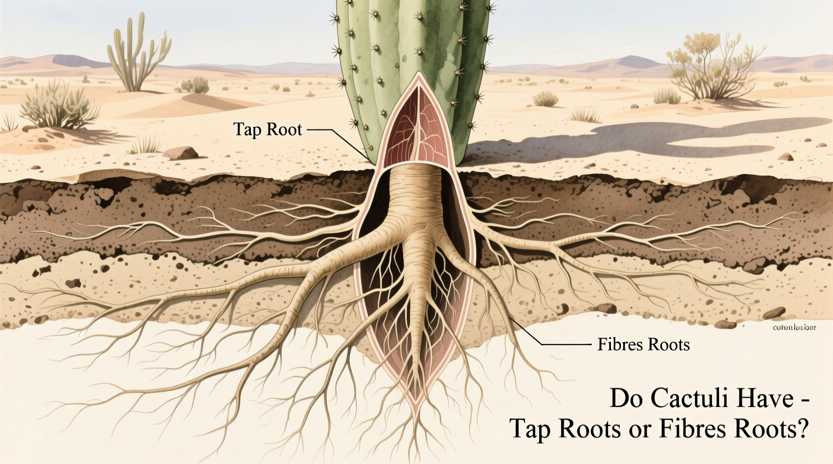 does cactus have tap root or fibrous root