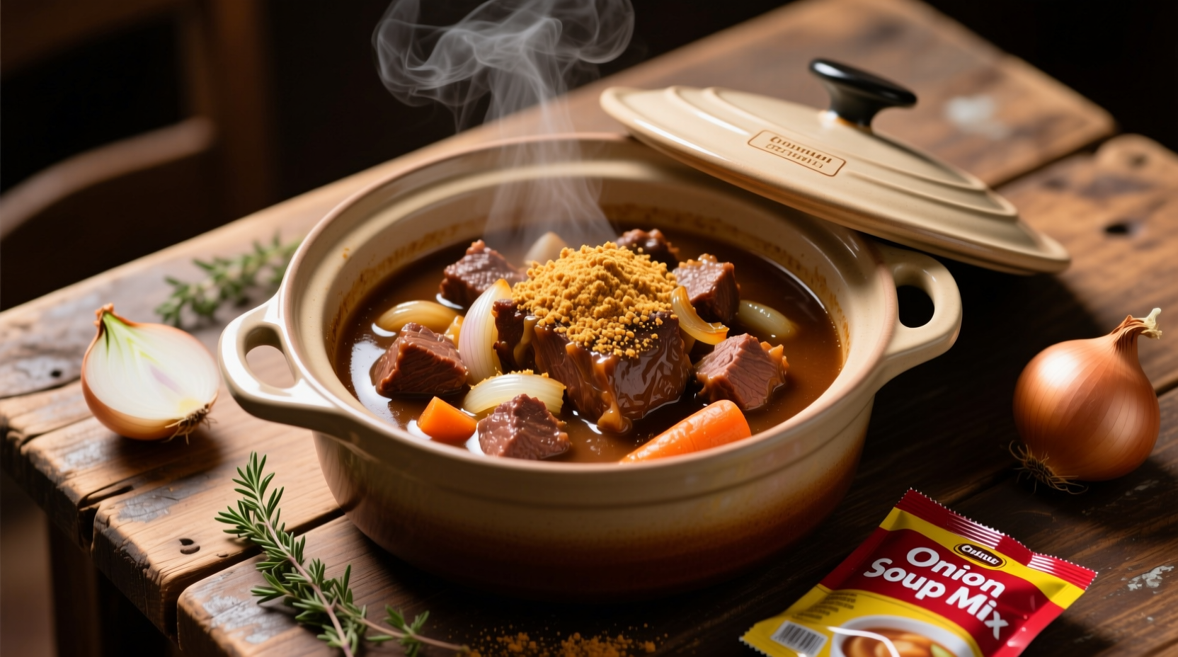 pot roast in crock pot with onion soup mix