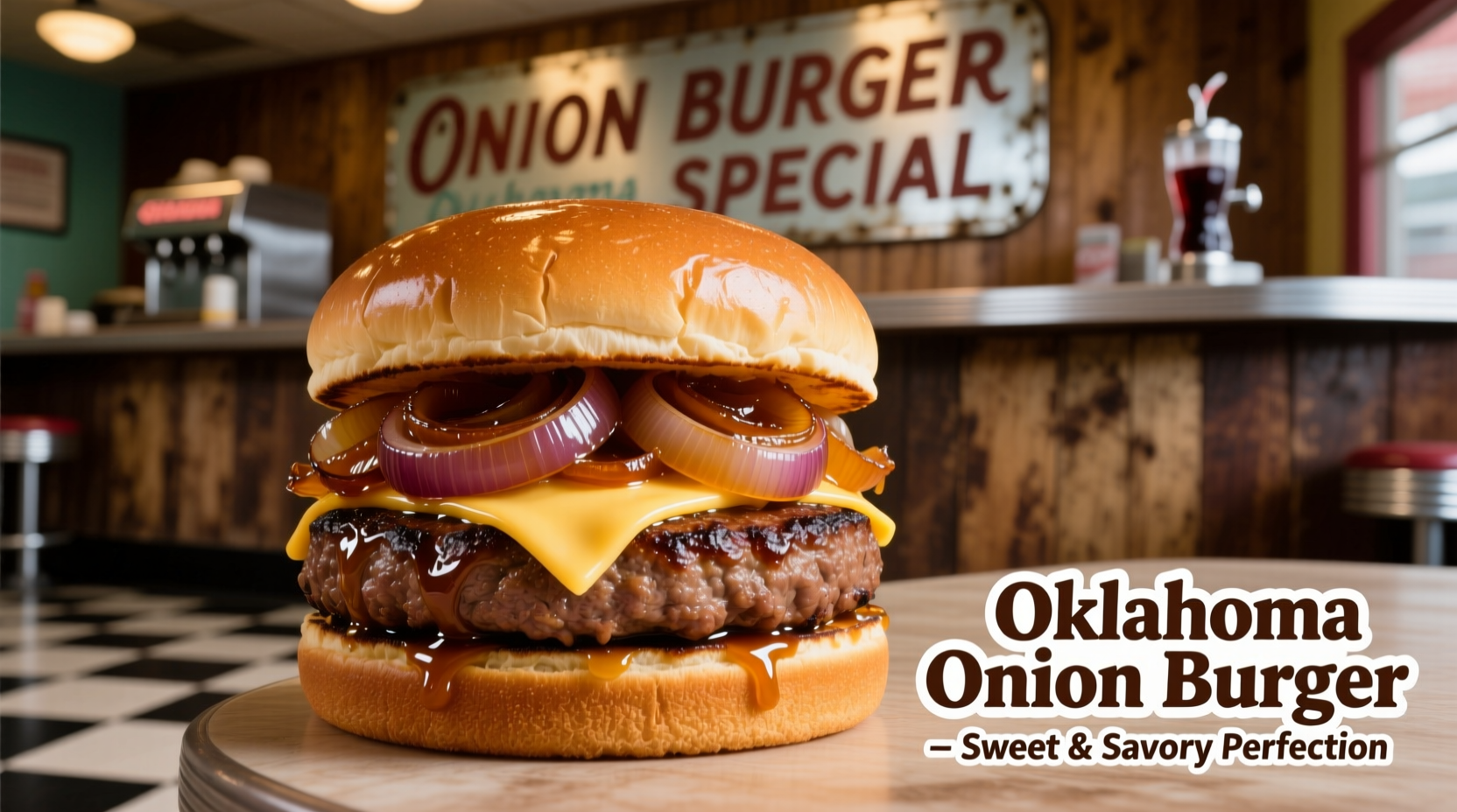 Oklahoma onion burger with caramelized onions