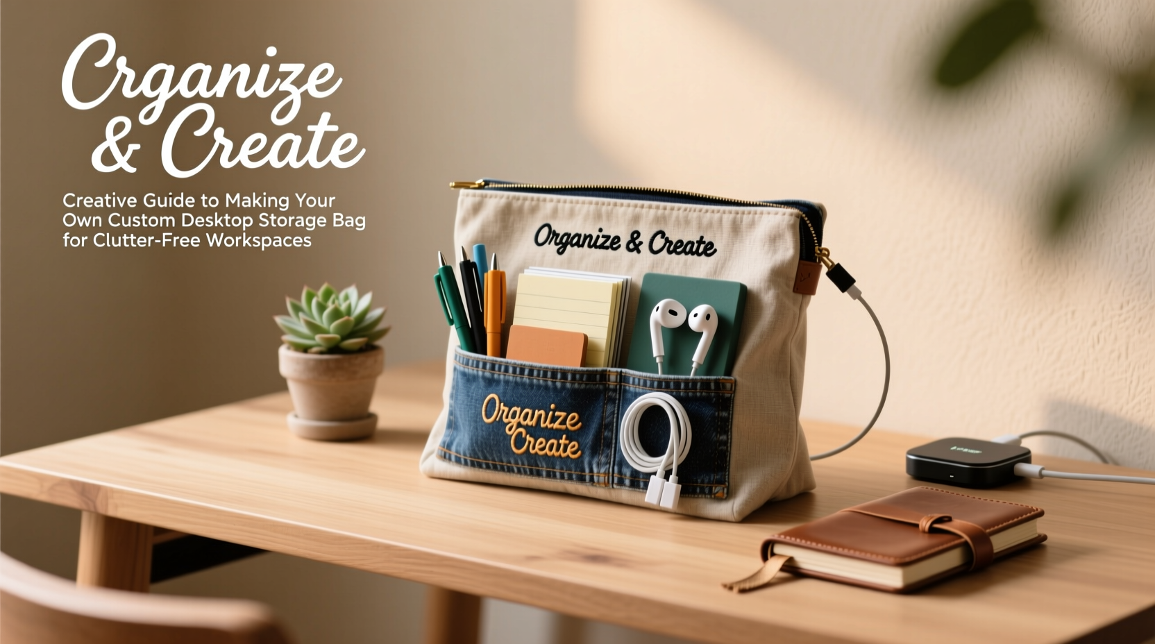 creative guide to making your own custom desktop storage bag for clutter free workspaces