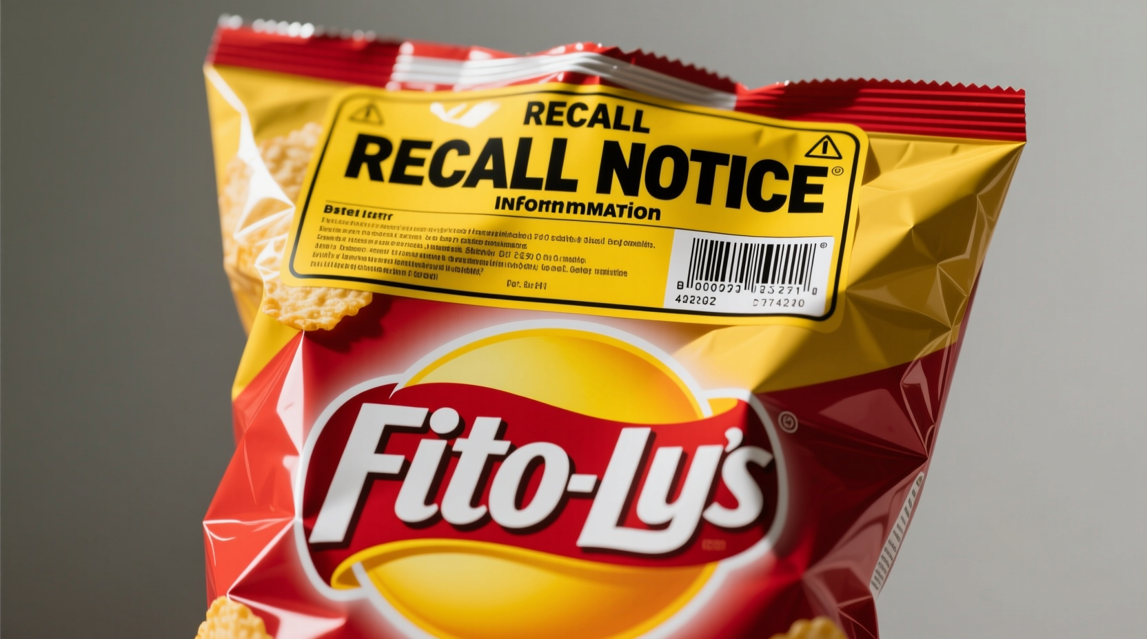 Frito Lay potato chip bag with recall information label