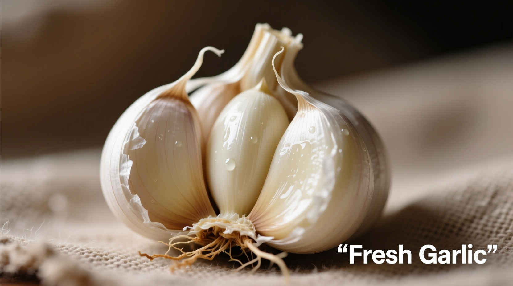 Close-up of fresh garlic cloves with skin removed