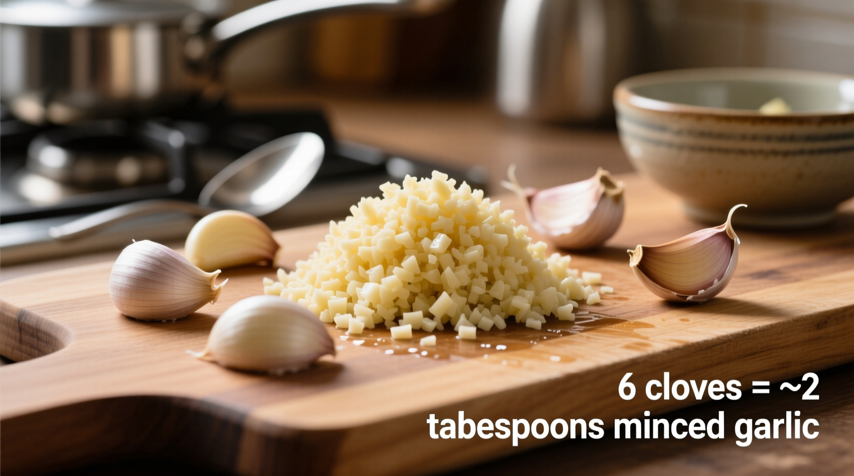 6 Garlic Cloves = How Much Minced? Exact Conversion