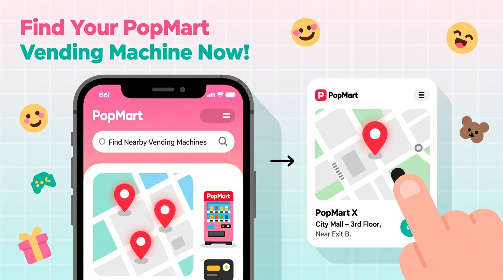 how to find popmart vending machine