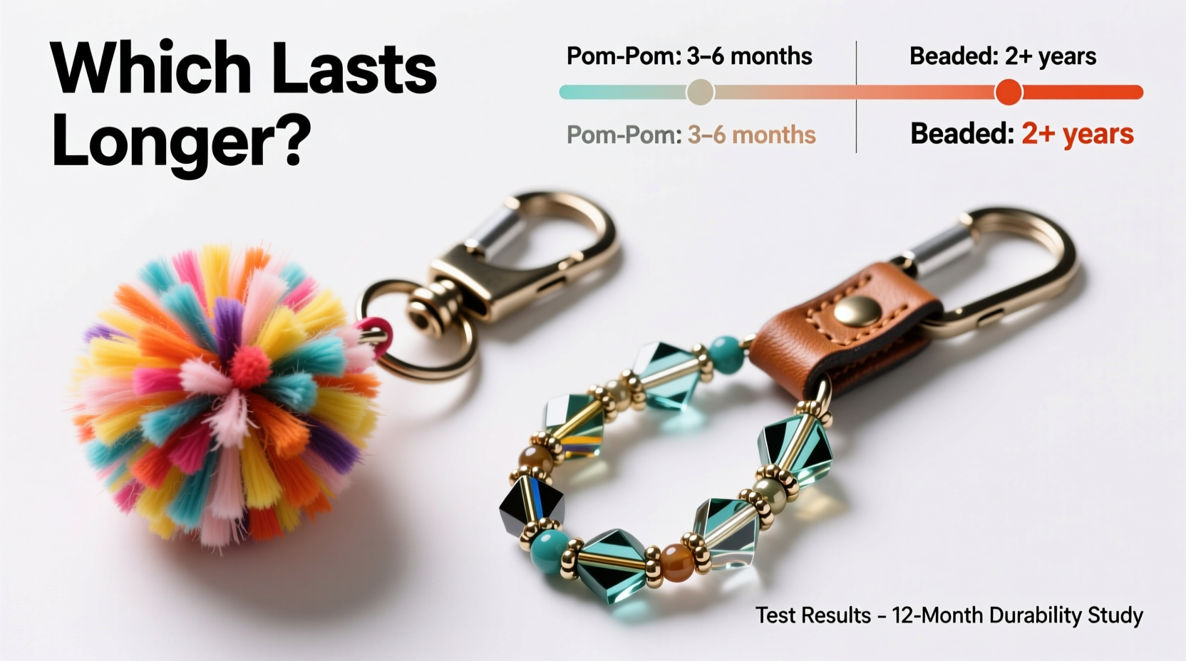pom pom vs beaded keychains which one lasts longer