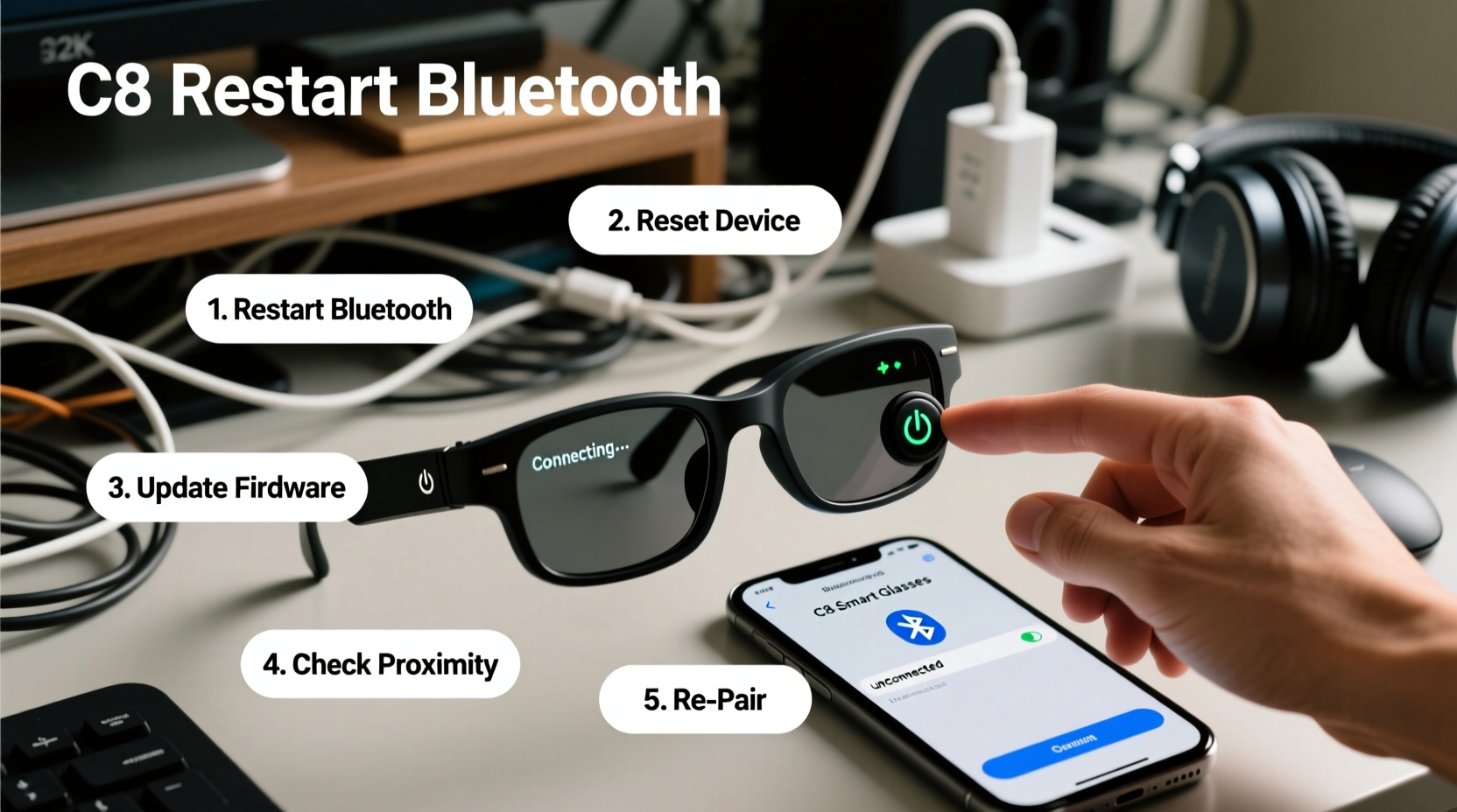 effective troubleshooting tips for bluetooth connectivity problems with c8 smart glasses