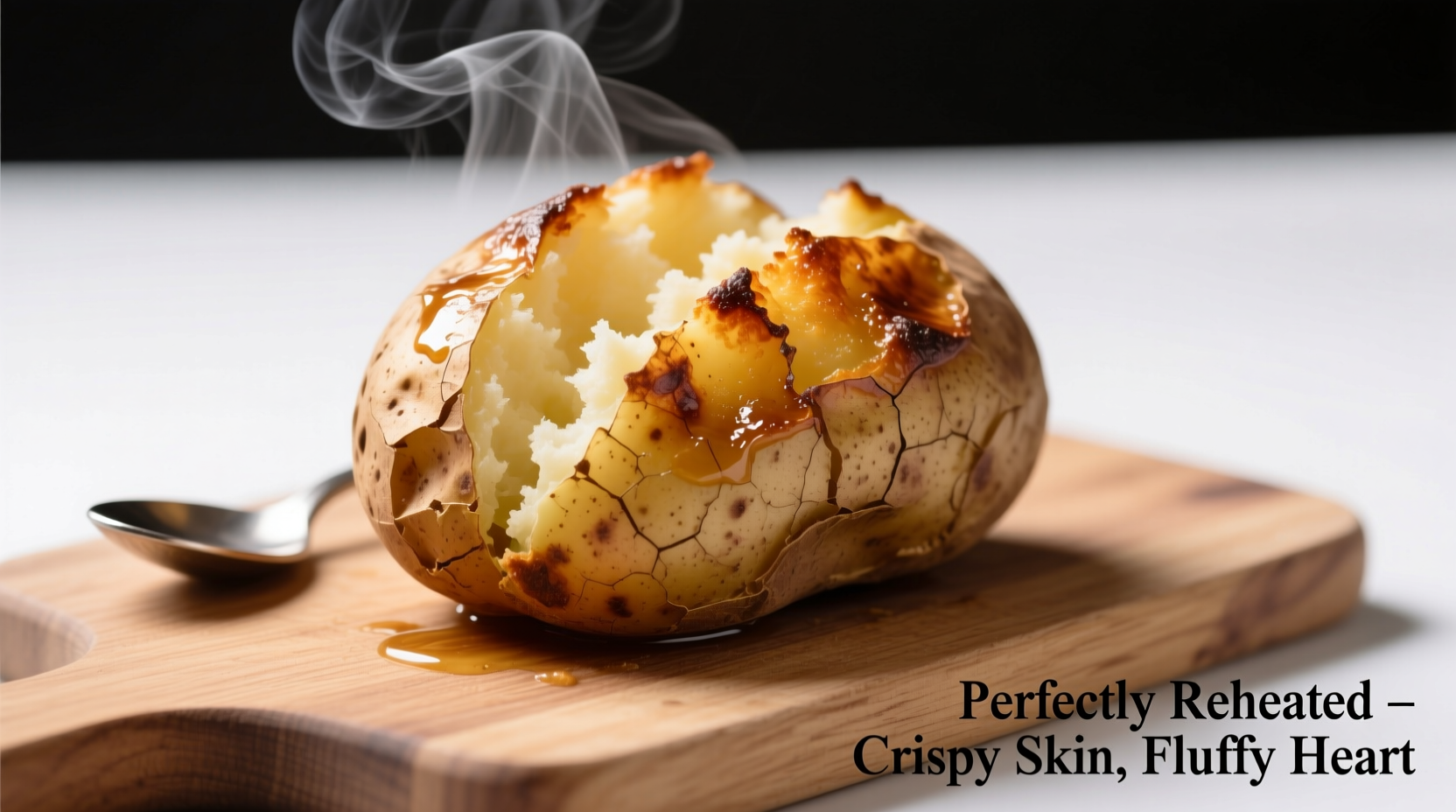 Perfectly reheated baked potato with crispy skin