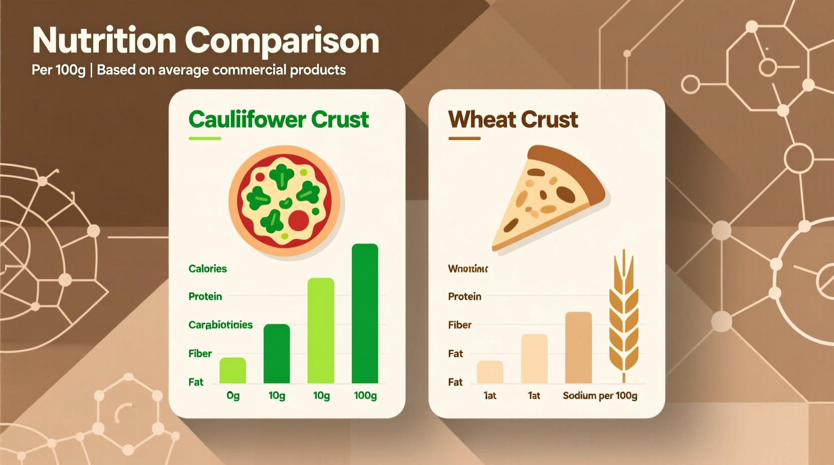 Cauliflower pizza crust nutrition comparison chart