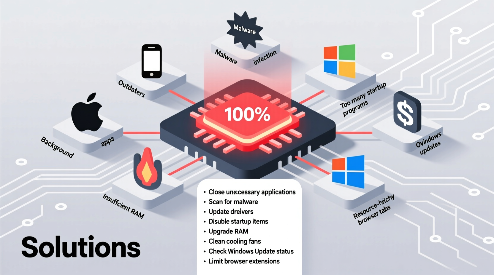 cpu at 100 reasons solutions for high cpu usage